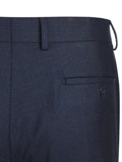 English Laundry Navy Weave Slim Fit Peak Lapel Wool Suit With Patch Pockets