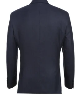 English Laundry Navy Weave Slim Fit Peak Lapel Wool Suit With Patch Pockets
