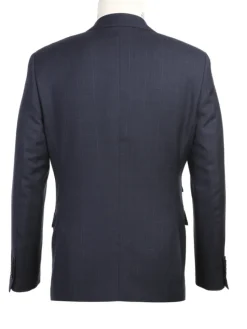 English Laundry Navy Windowpane Check Slim Fit Peak Lapel Wool Suit