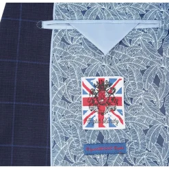 English Laundry Navy Windowpane Slim Fit Notch Lapel 2 Button Stretch Suit
