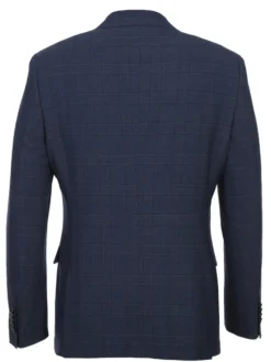 English Laundry Navy Windowpane Slim Fit Peak Lapel Wool Blend Stretch 2 Button Suit