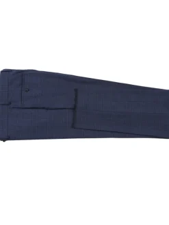 English Laundry Navy Windowpane Slim Fit Peak Lapel Wool Blend Stretch 2 Button Suit
