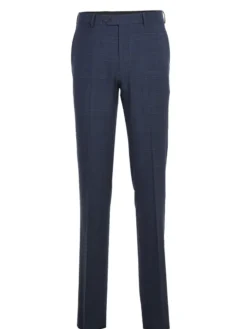 English Laundry Navy Windowpane Slim Fit Peak Lapel Wool Blend Stretch 2 Button Suit