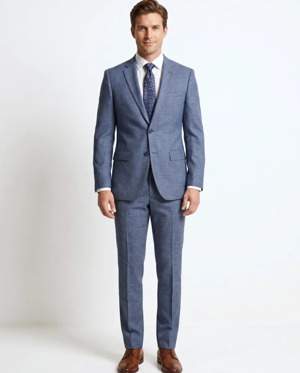 English Laundry Slim Fit Two Button Pale Blue Wool Notch Lapel Suit