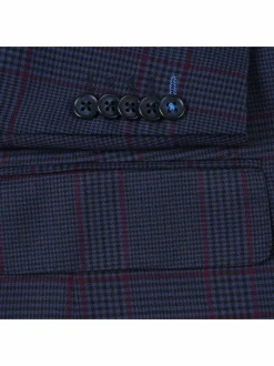English Laundry Slim Fit Two button Blue with Burgundy Check Peak Lapel Suit