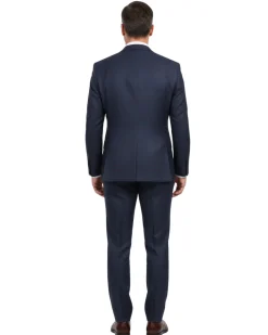 English Laundry Slim Fit Two button Blue with Burgundy Check Peak Lapel Suit
