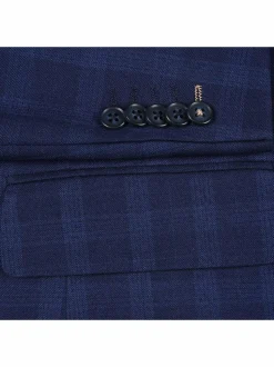 English Laundry Slim Fit Two button Navy Check Peak Lapel Suit