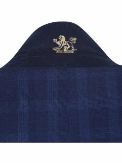 English Laundry Slim Fit Two button Navy Check Peak Lapel Suit