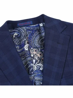 English Laundry Slim Fit Two button Navy Check Peak Lapel Suit