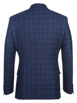 English Laundry Slim Fit Two button Navy Check Peak Lapel Suit