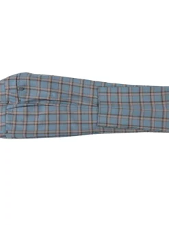 English Laundry Teal With Brown Windowpane Slim Fit Peak Lapel Wool Blend Suit