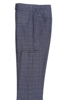 English Laundry Windowpane Blue Denim Style Slim Fit Notch Lapel Stretch 3-Piece Suit