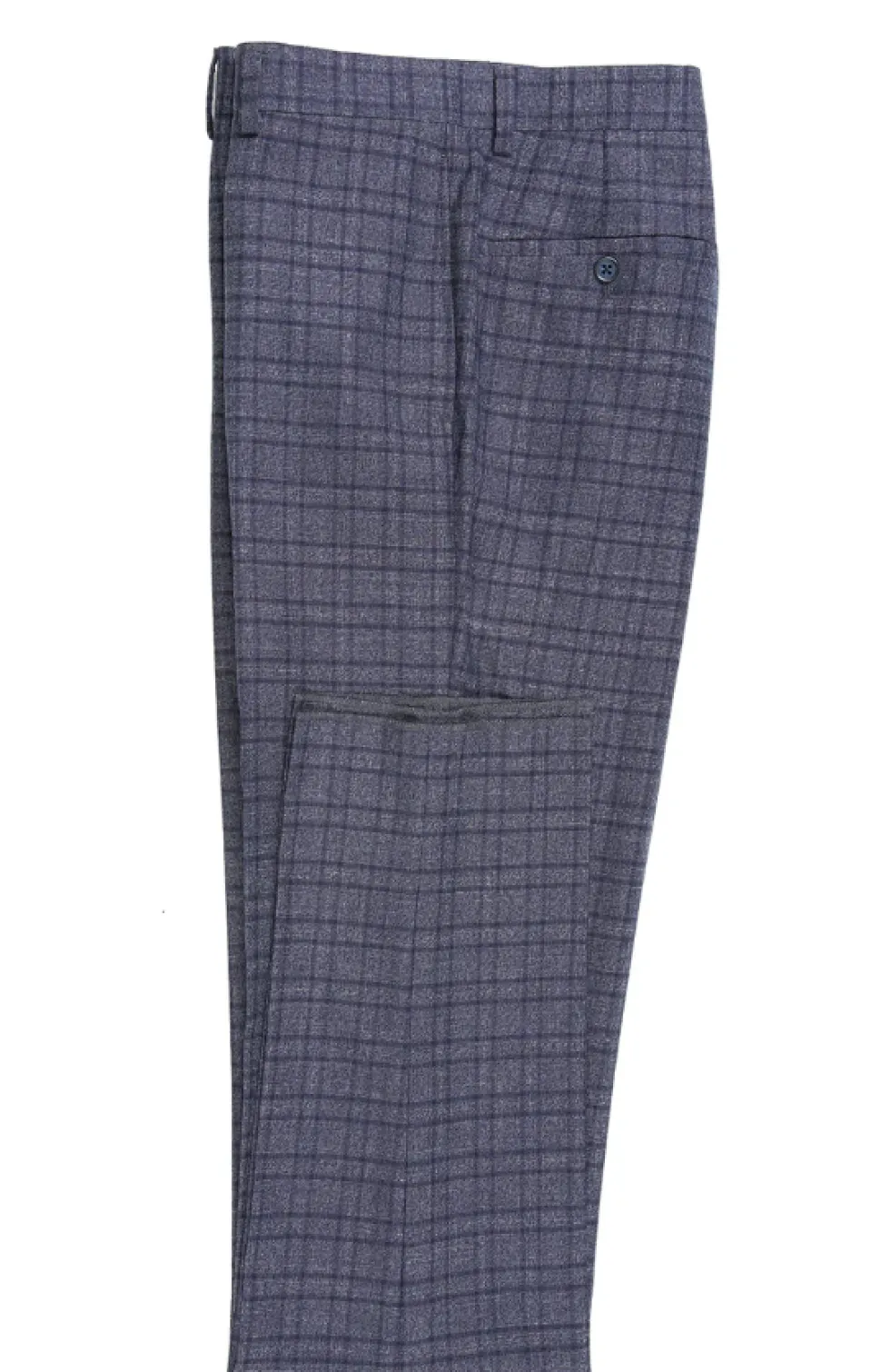 English Laundry Windowpane Blue Denim Style Slim Fit Notch Lapel Stretch 3-Piece Suit