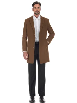 English Laundry Wool Blend Breasted Camel Top Coat