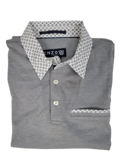 Enzo Liberti Mens Solid Gray 100% Cotton Short Sleeve Polo Shirt