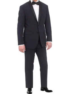 EP Slim Fit Navy Blue Tonal Striped Two Button Tuxedo Suit