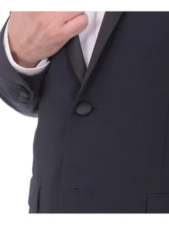 EP Slim Fit Navy Blue Tonal Striped Two Button Tuxedo Suit