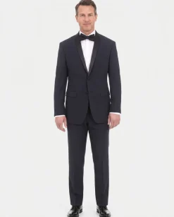 EP Slim Fit Navy Blue Tonal Striped Two Button Tuxedo Suit