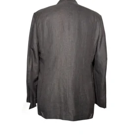 Ermenegildo Zegna Mens Gray Houndstooth Fully-Canvassed Notch Lapel Slim Fit 2-Button Linen Blend Suit - 44R