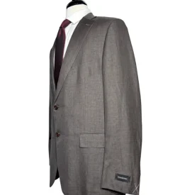 Ermenegildo Zegna Mens Gray Houndstooth Fully-Canvassed Notch Lapel Slim Fit 2-Button Linen Blend Suit - 44R