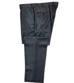 Ermenegildo Zegna Mens Gray Windowpane Fully-Canvassed Notch Lapel Classic Fit 2-Button Wool Suit - 44R