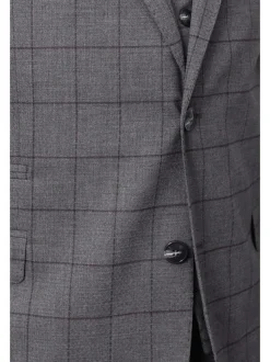 Extrema Mens Gray Check Wool Blend 3 Piece Vested Regular Fit Suit