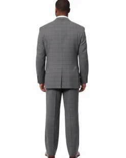 Extrema Mens Gray Check Wool Blend 3 Piece Vested Regular Fit Suit