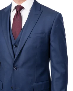 Extrema Solid Blue Regular Fit Reda Wool 3-Piece Suit