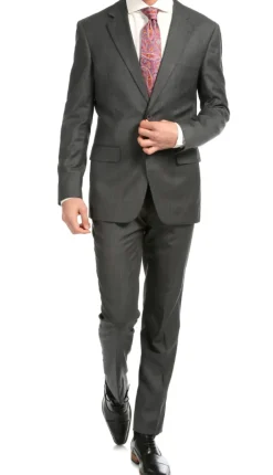 Ferrecci Mason Men’s Heather Grey Slim Fit Wool Two-Button Suit