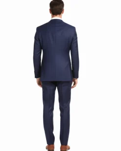 Ferrecci Mens Blue Plaid Classic Fit Wool Blend 2 Piece Suit