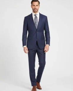Ferrecci Mens Blue Plaid Classic Fit Wool Blend 2 Piece Suit