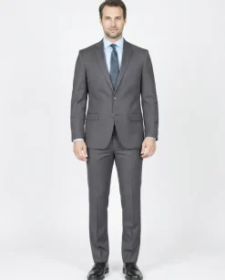 Ferrecci Men's Charcoal Gray Slim Fit Two Button Notch Lapel Suit