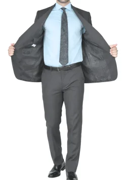 Ferrecci Men's Charcoal Gray Slim Fit Two Button Notch Lapel Suit