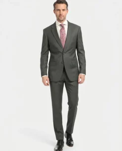 Ferrecci Mens Heather Gray Classic Fit Wool Blend 2 Piece Suit
