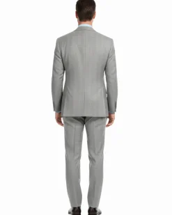 Ferrecci Mens Light Gray Plaid Classic Fit Wool Blend 2 Piece Suit