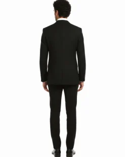 Ferrecci Mens Solid Black Classic Fit 2 Piece Suit