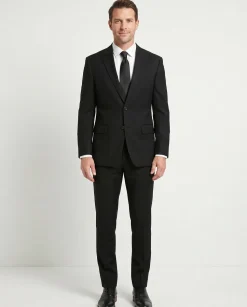 Ferrecci Mens Solid Black Classic Fit 2 Piece Suit
