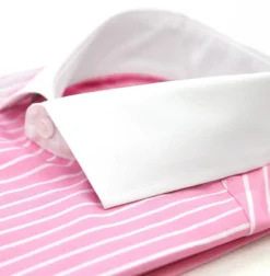 Ferrecci Pink Striped Slim Fit Cutaway Collar Cotton Dress Shirt