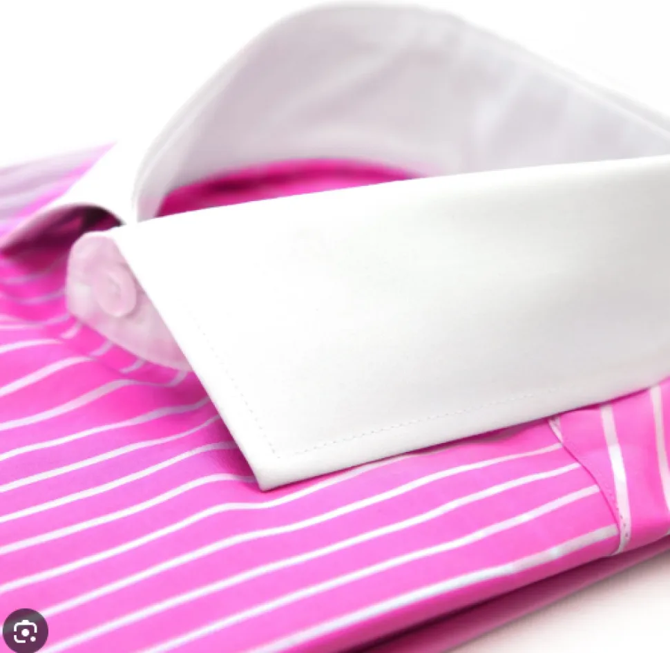 Ferrecci Pink Striped Slim Fit Cutaway Collar Cotton Dress Shirt