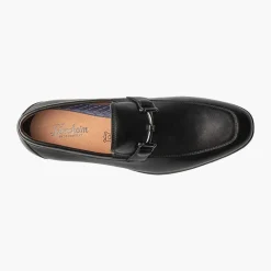 Florsheim Mens Black Slip-On Moc Toe Bit Loafer Dress Shoes