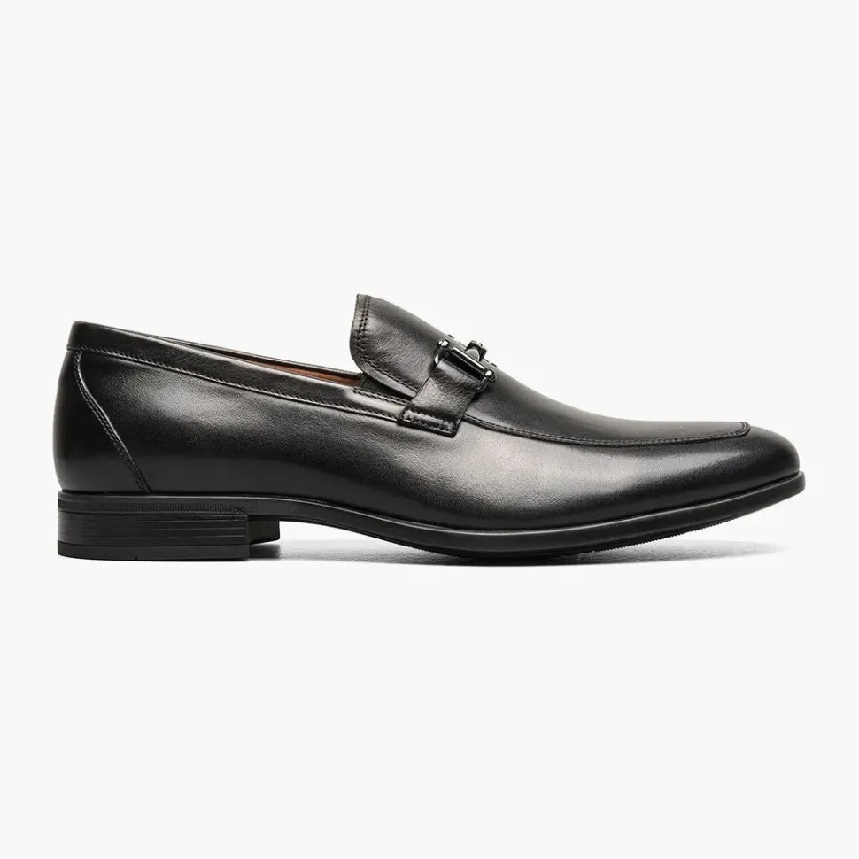 Florsheim Mens Black Slip-On Moc Toe Bit Loafer Dress Shoes