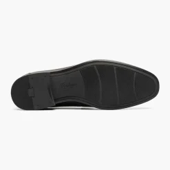 Florsheim Mens Black Slip-On Moc Toe Bit Loafer Dress Shoes