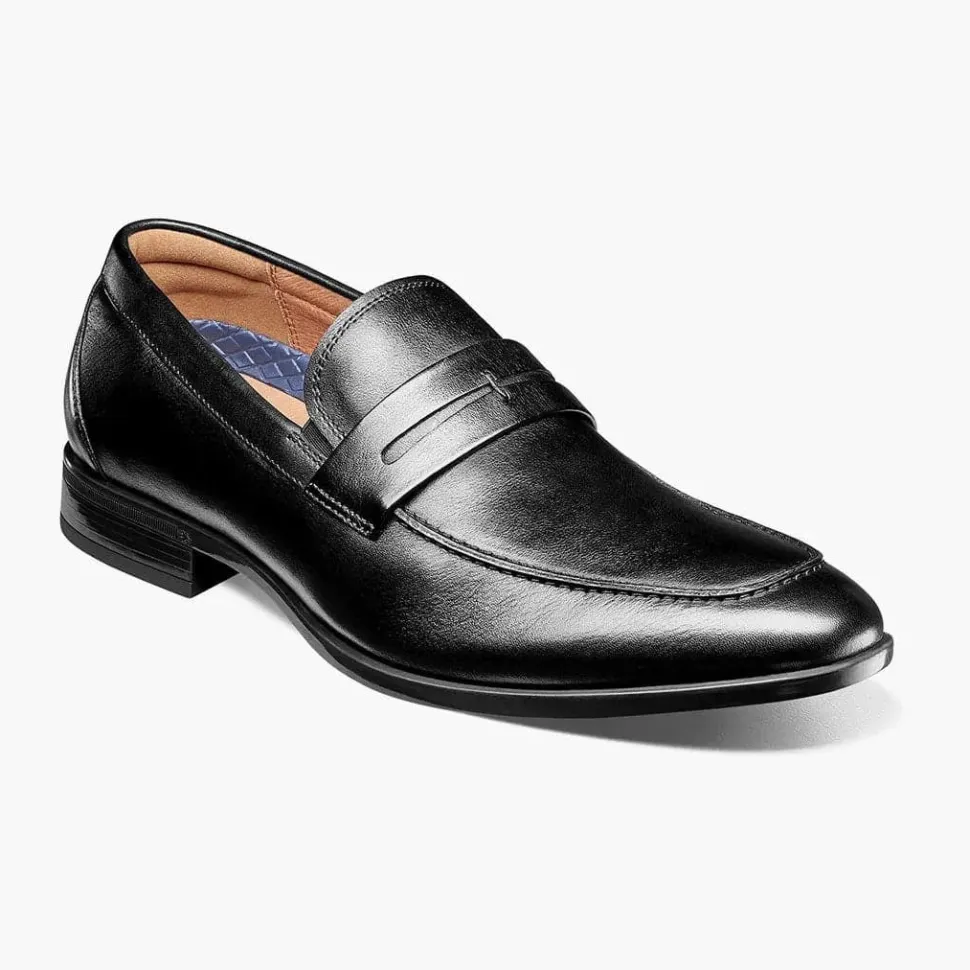 Florsheim Mens Black Slip-on Penny Loafer Leather Dress Shoes