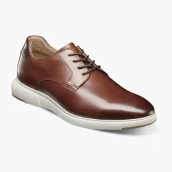 Florsheim Mens Dash Cognac Brown Lace Up Oxford Leather Dress Shoes