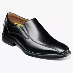 Florsheim Mens Forecast Solid Black Slip-on Leather Dress Shoes - Wide
