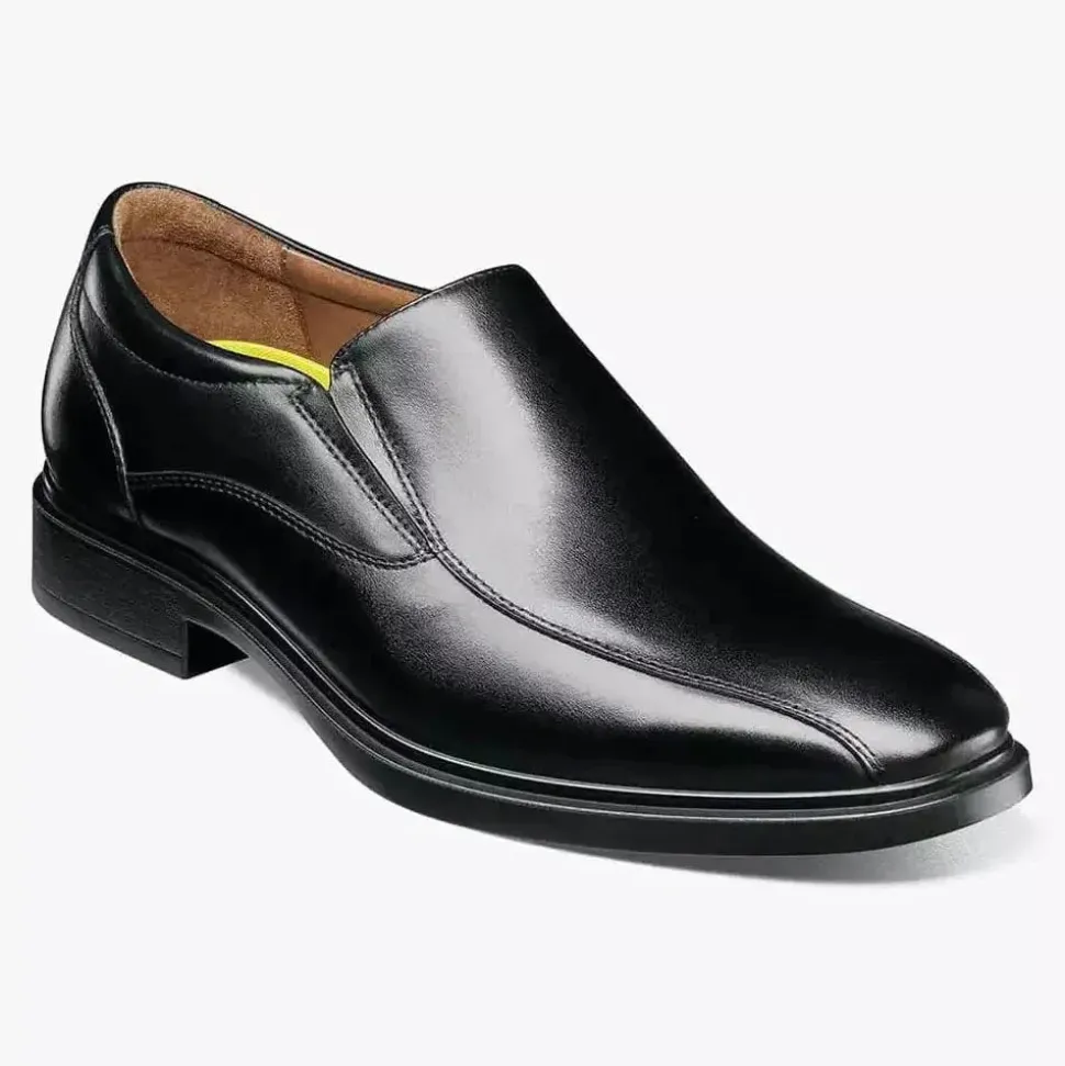 Florsheim Mens Forecast Solid Black Slip-on Leather Dress Shoes - Wide