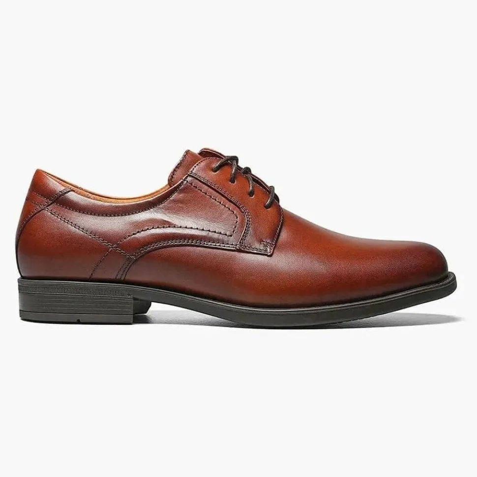 Florsheim Mens Midtown Cognac Brown Oxford Leather Dress Shoes