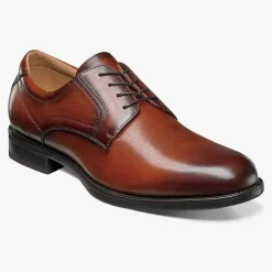 Florsheim Mens Midtown Cognac Brown Oxford Leather Dress Shoes