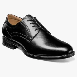 Florsheim Mens Midtown Solid Black Oxford Leather Dress Shoes