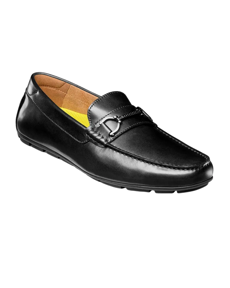Florsheim Mens Motor Black Slip On Bit Driver Loafer Leather Dress Shoes